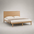 Cadre de lit double 160 × 200 cm en chêne massif et placage chêne avec tête de lit, chêne naturel