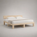 Cadre de lit double en pin massif beige clair 160 × 200 cm avec tête de lit et sommier à lattes